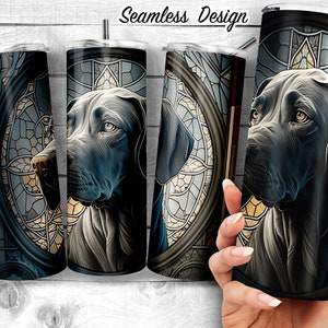 Stain Glass Weimaraner 20oz Skinny Tumbler Design, Weimaraner Ornate StainedGlass Art, Dog Sublimation Wrap, Dog Lover Gift,Digital Download
