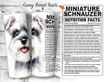 Cute Miniature Schnauzer 20oz Skinny Tumbler Design, Toy Schnauzer Facts, Dwarf Schnauzer Traits, Dog Ingredient Tumbler, Digital Download