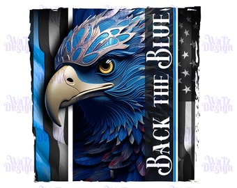 Police Eagle Back the Blue PNG | Patriotic Eagle on American police flag Png | Law Enforcement Sublimation Design | digital download