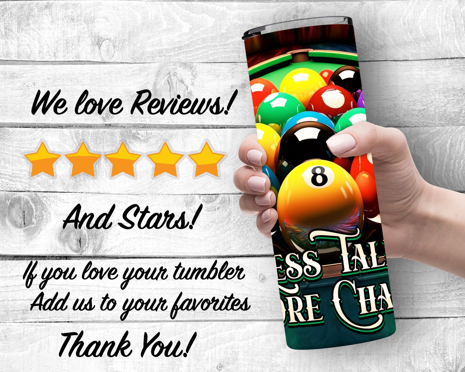 Colorful Billiards Balls Less Talk More Chalk 20oz Skinny Tumbler ...