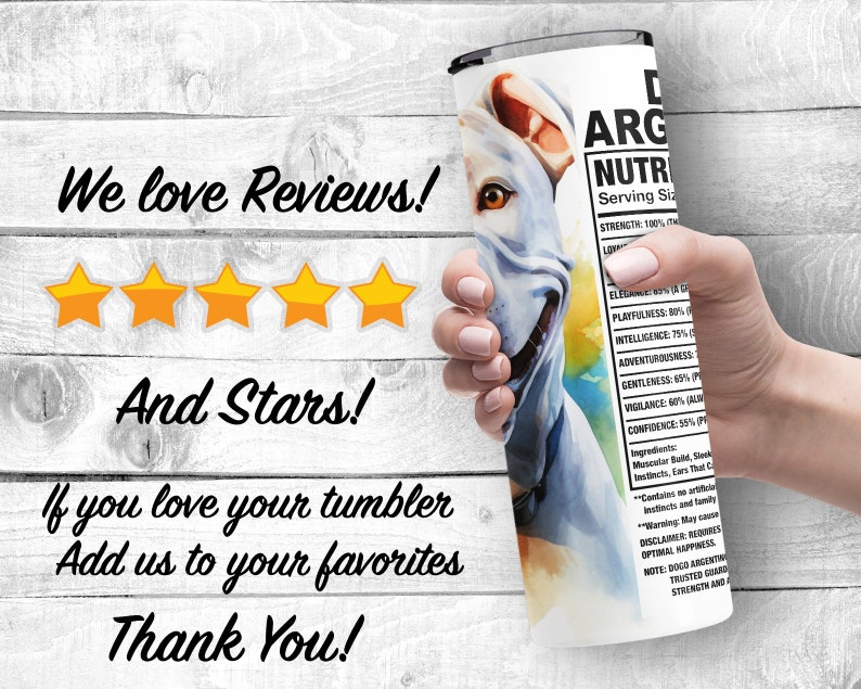 Doggo Label Dogo Argentino 20oz Skinny Tumbler Design, Argentine Mastiff Dog Facts ...