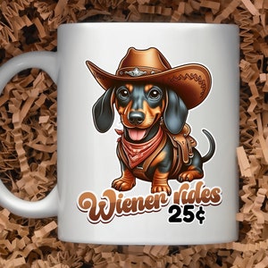 Cowboy Dachshund Wiener Rides 25 Cents PNG, Cute Dog Western Theme Digital Download, Funny Wiener Dog Art, Dachshund Lover Clipart