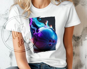 Purple Flaming 3D Bowling Ball Sublimation Design -  Flashing Bowling ball on fire PNG, Digital Download