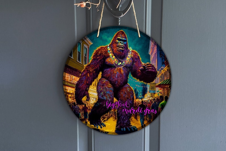 Marti Sign Bigfoot Marti Gras Party Animal Sign - Sasquatch in New Orleans Design ...