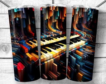 colorful piano keys 20oz Skinny Tumbler Design, abstract Music keyboard keys Tumbler Wrap, Music teacher Sublimation Wrap, Digital Download
