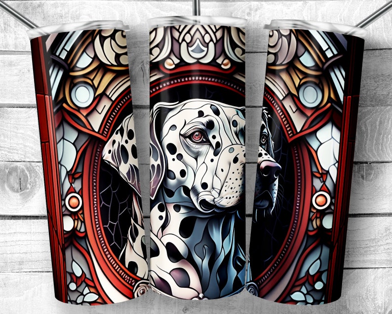 Dalmatian Stained Glass 20oz Skinny Tumbler Design Firehouse Etsy
