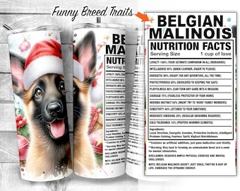 Christmas Belgian Malinois 20oz Skinny Tumbler Design,Holiday Malinois Dog Facts, Santa Malinois Traits, Dog Tumbler Wrap, Digital Download