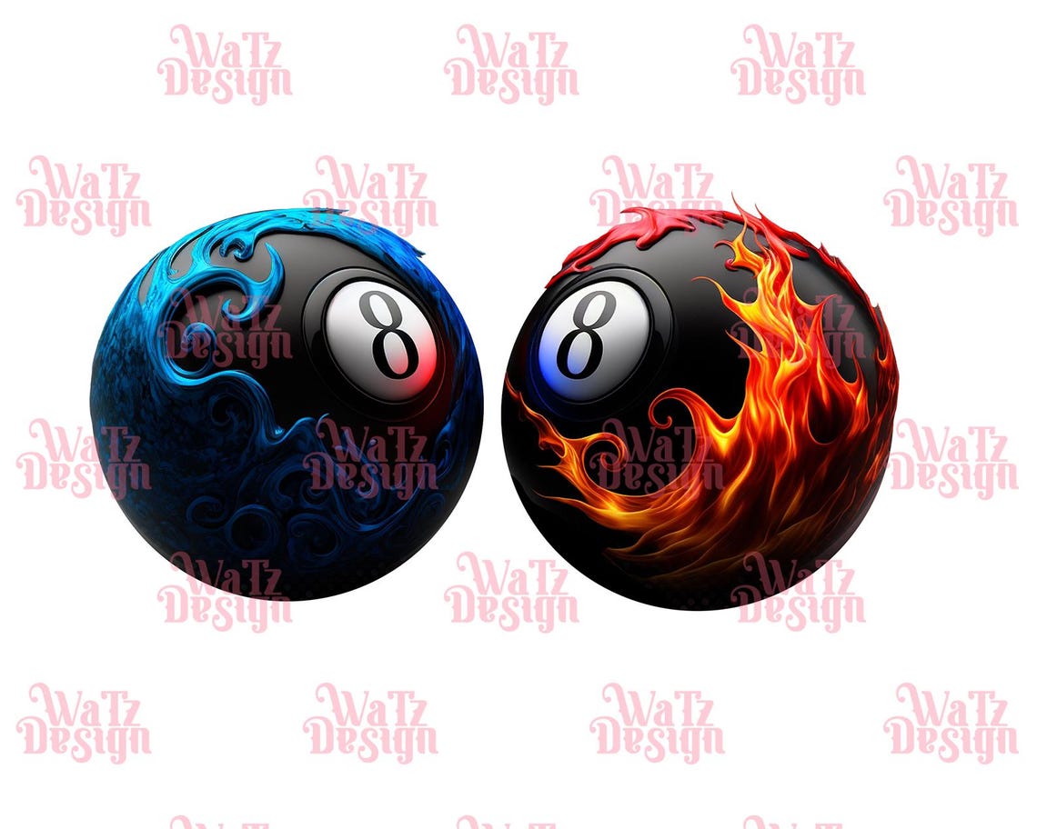 Blue Flame and Red Flame 8 Ball Billiards PNG, Fireball Pool Balls ...