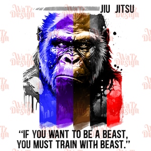 Jiu Jitsu ape belt colors sublimation design, train with beast jiu jitsu, inspirational jiu jitsu, digital download sublimation graphics png