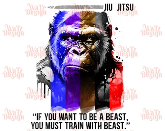 Jiu Jitsu ape belt colors sublimation design, train with beast jiu jitsu, inspirational jiu jitsu, digital download sublimation graphics png