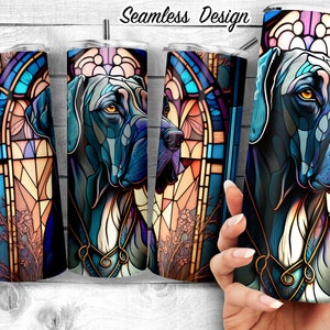 Great Dane Ornate Stained Glass Tumbler, Gentle Giant Lover Gift, 20oz Skinny Tumbler Design, Dane Sublimation Wrap, Digital Download