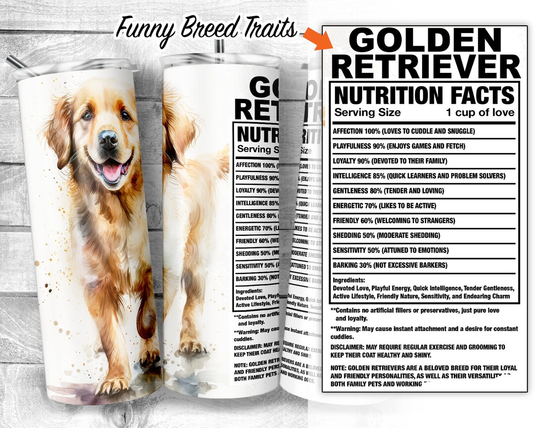 Golden Retriever 20oz Skinny Tumbler Design, Goldens Facts, Goldie
