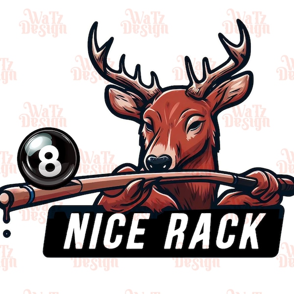 Cartoon deer with eight ball Png, Nice Rack Sublimation Design, Funny deer with pool cue Png, Snooker Animal PNG, Digital Download