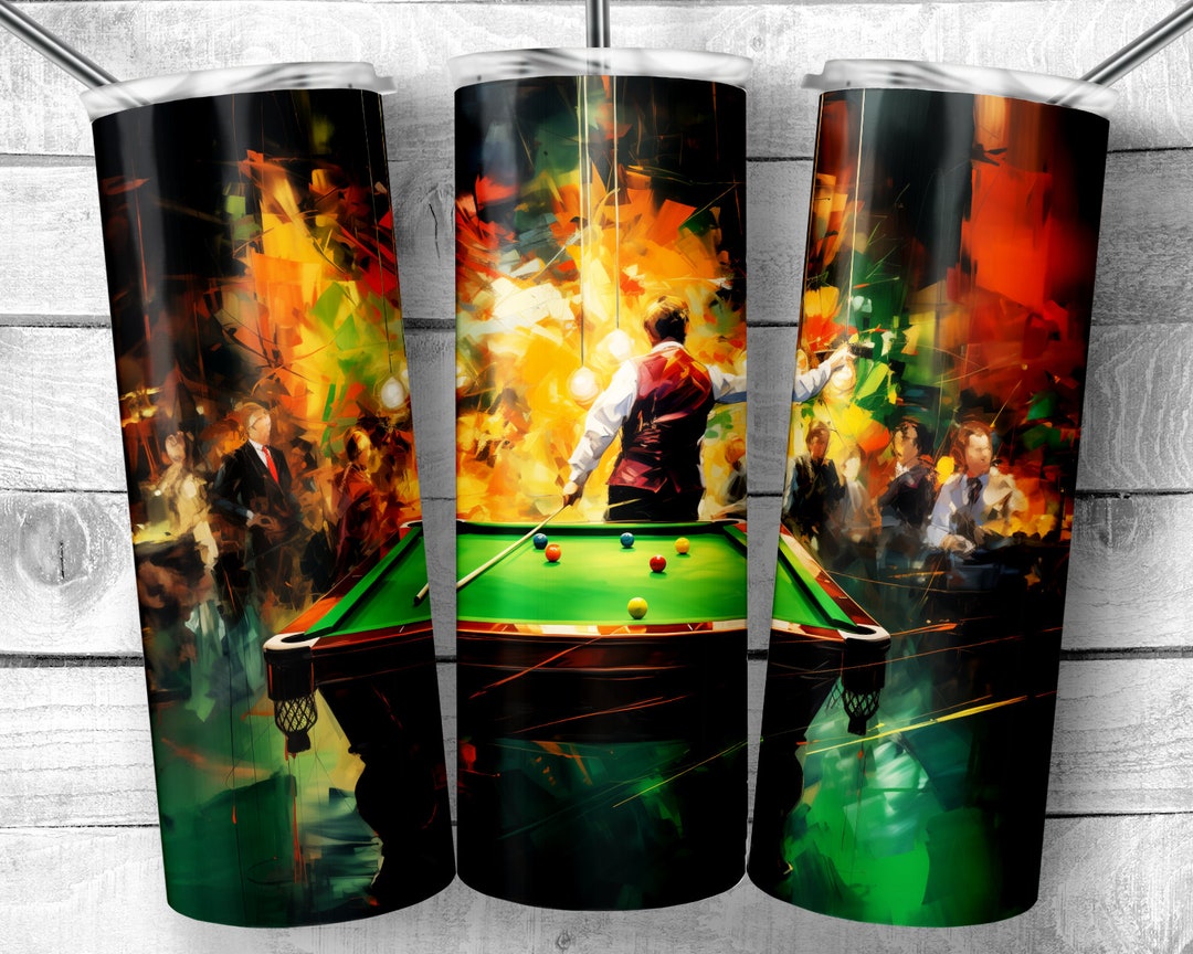 Painted Billiards Pool Table 20 Oz Skinny Tumbler Sublimation Design ...