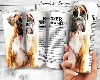 Boxer 20 Unzen Skinny Tumbler Design, Boxer Hund Fakten, Boxer Hunde Eigenschaften, Hund Zutat Tumbler, Hund Sublimation Wrap, digitaler Download