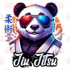 Dibujos animados Jiu Jitsu Panda Png, Bjj Panda Diseño de sublimación, Tren brasileño Jiu Jitsu Panda Bear Png, Panda con gafas PNG, Descarga digital