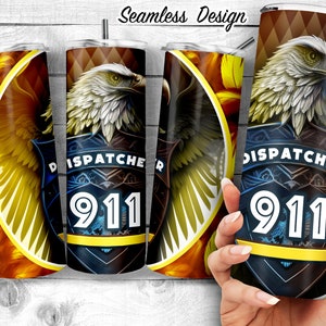 Dispatcher Flag Patriotic Skull 20oz Skinny Tumbler Design | Thin yellow line Tumbler Wrap | thin yellow line Sublimation, digital download