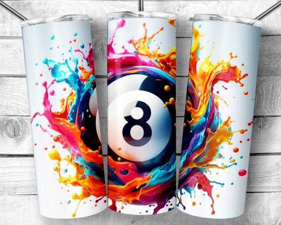 Colorful Billiards Balls Paint Splatter 20oz Skinny Tumbler