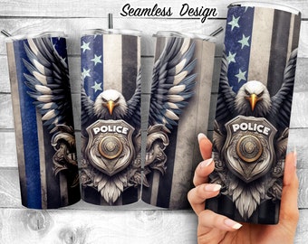 Police Eagle Design, police emblem 20oz Skinny Tumbler Design | Law enforcement Eagle Tumbler Wrap | police badge art Sublimation Wrap