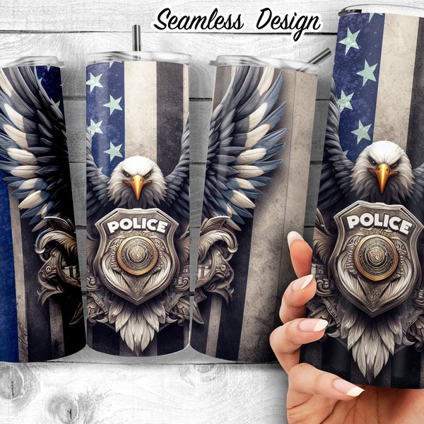 Police Eagle Design, police emblem 20oz Skinny Tumbler Design | Law enforcement Eagle Tumbler Wrap | police badge art Sublimation Wrap