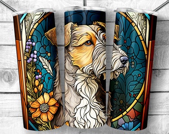 ワイヤーヘアードフォックステリアのステンドグラス 20オンス スキニー