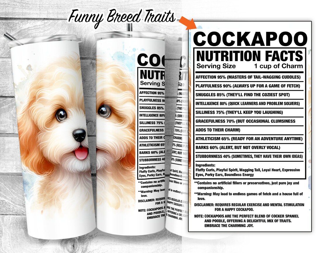 Cute Cockapoo 20oz Skinny Tumbler Design, Cockapoo Hybrid Dog Facts ...