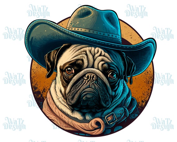 Cute Pug Cowboy Hat Png Adorable Puglet in a Cowboy Hat Sublimation Design Western Doggy Png Funny Pug Lover Gift Digital Download Etsy UK