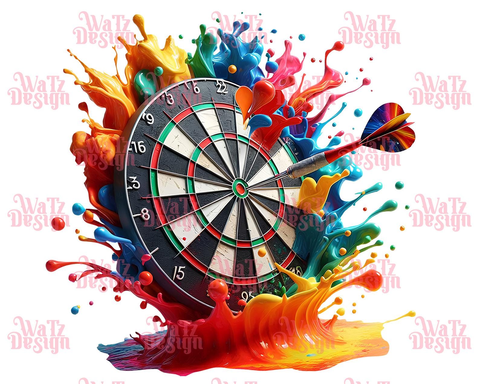 Vibrant Dartboard Splash 20oz Skinny Tumbler Sublimation Design