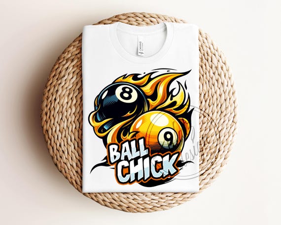 Ball Chick PNG | Flaming 8 Ball and 9 Ball Billiards Design | Pool