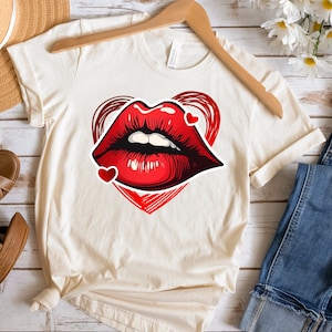 Glossy Red Valentines Day Lips PNG, Valentines Day lips Sublimation Design, Hearts and Lips png, Valentines Day Sublimate, Love png