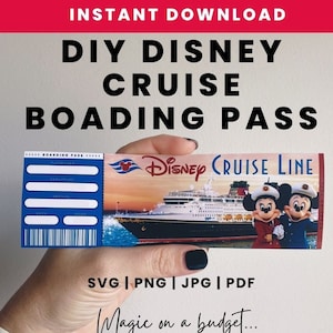 Boleto imprimible de DisneyCruise. Tarjeta de embarque de cruceros, línea de cruceros, archivos JPG SVG PNG Pdf para descargar e imprimir