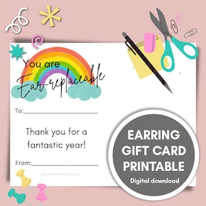 Lehrer Ohrring Geschenkanhänger Printable // Digital Download