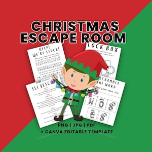 Christmas Elf Rescue Escape Room Kit. Digital download, edit and print. Updated Version