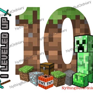 Minecraft Geburtstag Shirt - 10 Level Up