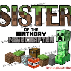 Brother &amp; Sister Minecraft Birthday SVG - Etsy