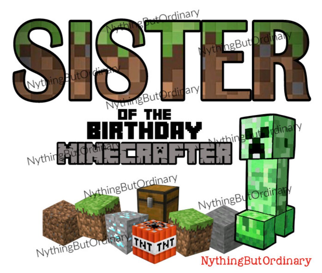 Sister of the Minecrafter Birthday SVG - Etsy