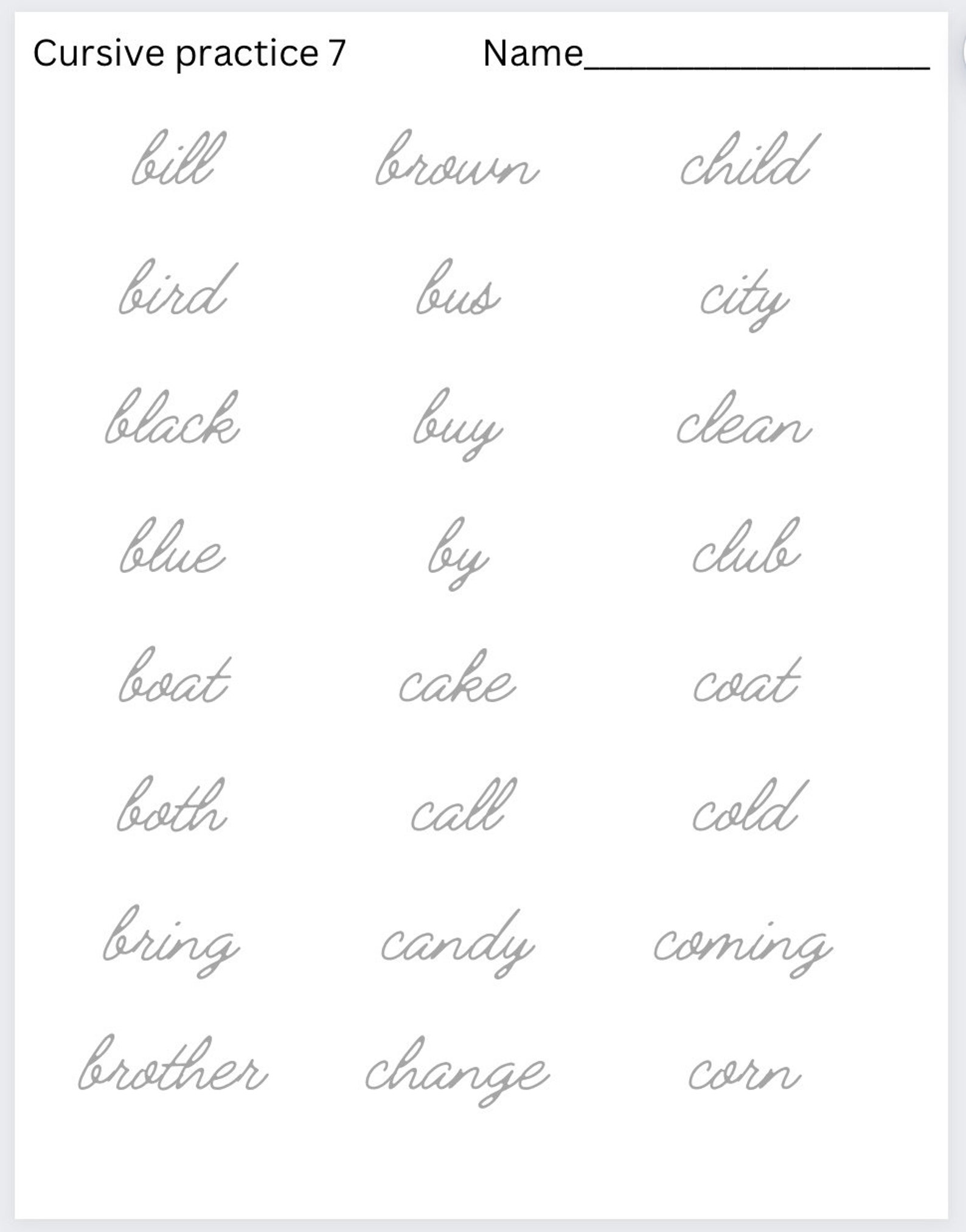 Cursive Practice 7 - Etsy