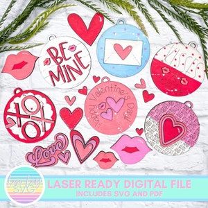Valentine Ornament SVG Laser File, Valentine Laser Cut Files for Glowforge, Laser Ornament SVG, Valentine Ornament, Valentine Laser SVG file