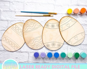 Kit de pintura para huevos de Pascua (SVG) descarga digital, Glowforge corte láser SVG, paquete de huevos de Pascua (SVG), kit de pintura para actividades de huevos de Pascua, huevos de Pascua (SVG)