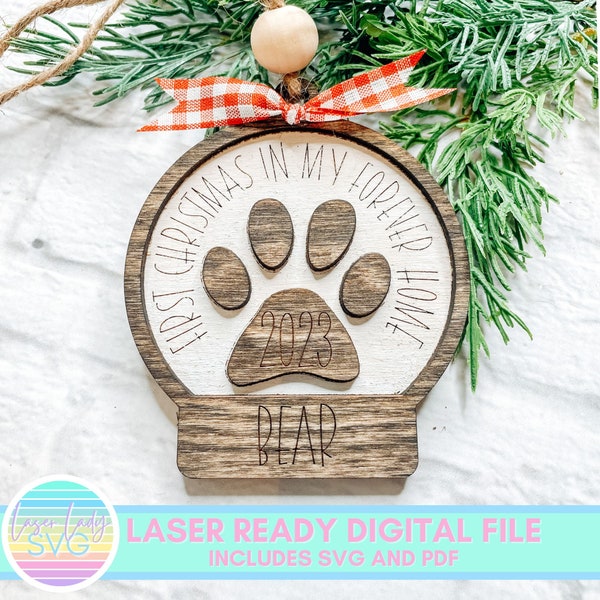 Dog First Christmas Ornament SVG, Glowforge Laser digital download SVG, Pet First Christmas SVG, Dog Ornament svg, laser ready file