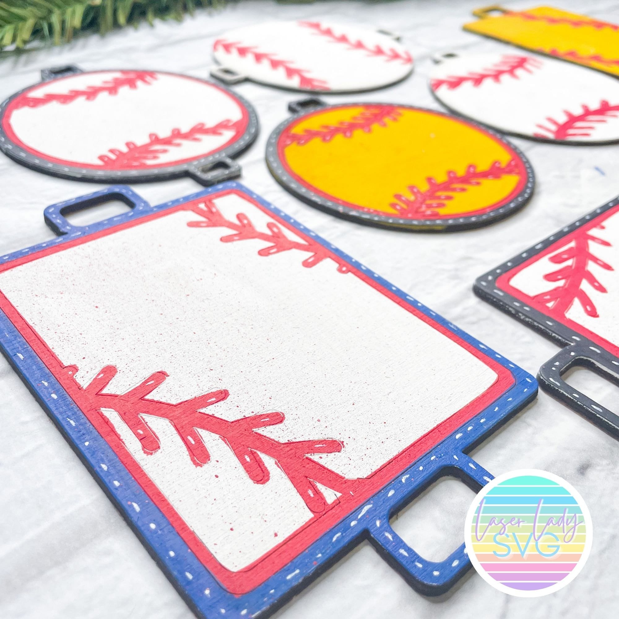 Baseball Bag Tag SVG, Baseball Svg Laser File for Glowforge, Baseball ...