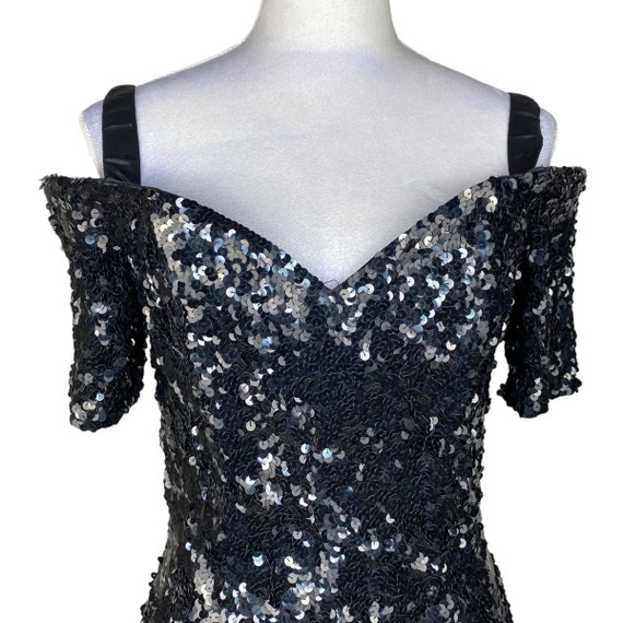 Vintage LILLIE RUBIN 90’s Black Sequins Dress Sex… - image 5