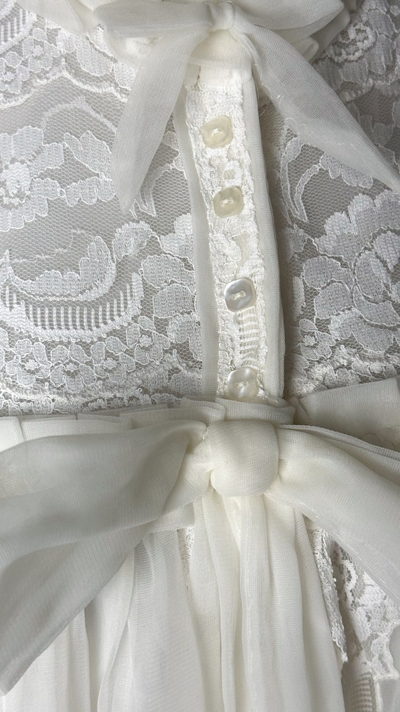 Vtg Chiffon Peignoir Lingerie Robe, 1950s White N… - image 6