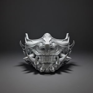 Masque de samouraï Mempo de style Oni - Cosplay/accessoire de présentation imprimé en 3D