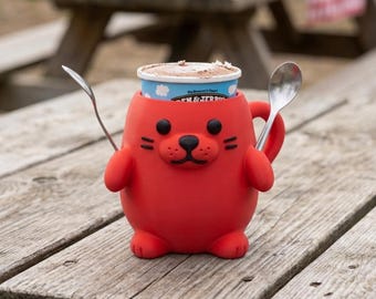 3D Printed Seal Ice Cream Pint Holder – Spoon Rest, Novelty Dessert Accessory