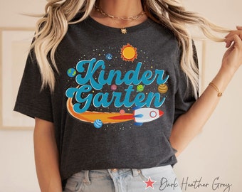 Solar System Kindergarten Teacher Shirt, Outer Space Kinder Garten Teacher TShirt, Rocket Science Planet Earth Sun Kindergarten Graphic Tee