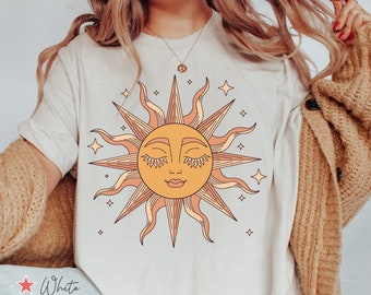 Camiseta Boho Sun, Camiseta Sun, Regalo de verano, Camiseta Celestial Sun, Camiseta Mística Sun, Camiseta de verano, Camiseta Sol y Luna, Camiseta Zen, Camiseta de meditación