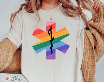 Camisa LGBTQ EMT, camiseta Queer EMS, presente para paramédico gay, camisa do orgulho gay para técnico médico de emergência, presente para médico gay, presente para primeiros respondentes