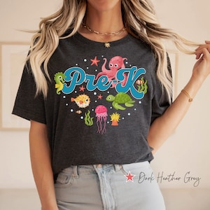 Under The Sea pre K leraar shirt, Ocean Animal Lover pre-K T-shirt, leraar cadeau, Turtle Star Fish Marine Life PreK Teacher Graphic-T-shirt