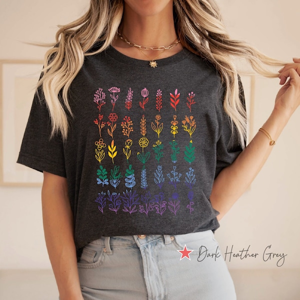 Queer Plant Mom Shirt, LGBTQ Plant Lover TShirt, Rainbow Wildflowers T Shirt, Gay Pride Plantaholic Tee, LGBTQ Pride Gardening Lover Shirt